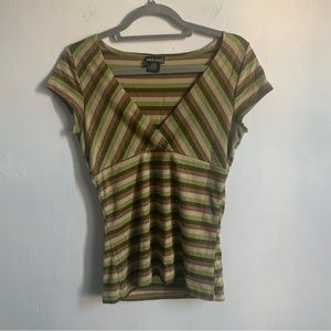 Retro striped green sparkly gold top by Wet Seal size medium